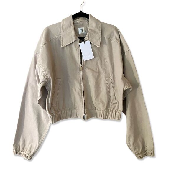 HELSA Workwear Bomber Jacket Cotton zip front khaki $358 Revolve FWRD Sold Out L - Picture 7 of 13